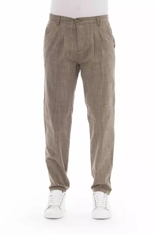 Beige Cotton Men Chino Trousers sold by Louxly