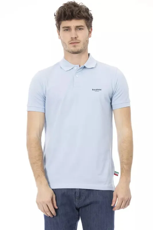 Light Blue Cotton Men Polo sold by Louxly