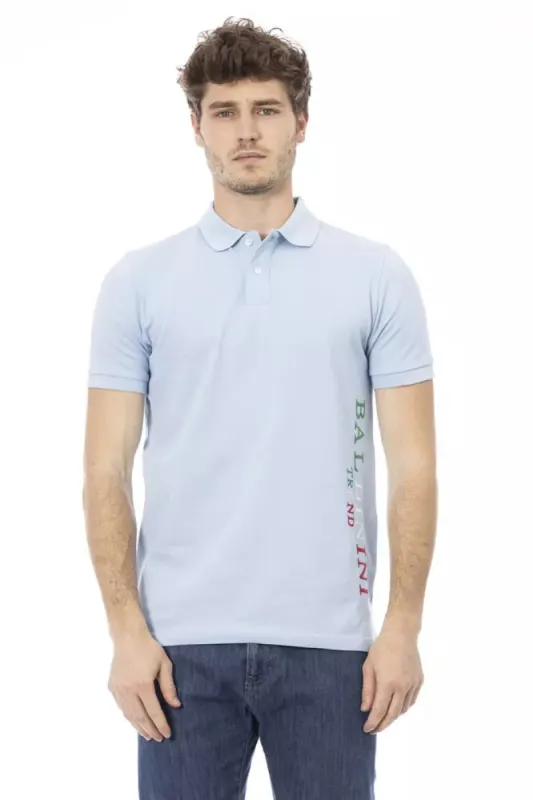Light Blue Cotton Men Polo sold by Louxly