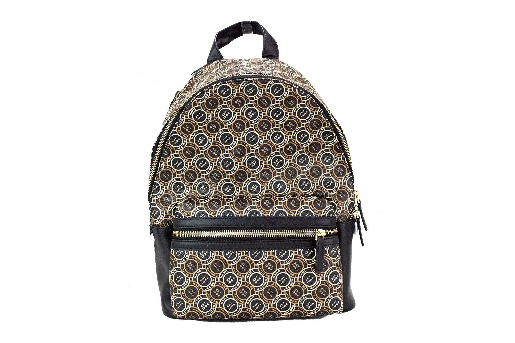 Signet Medium Black Logo Printed Leather Shoulder Backpack Bookbag sold by Louxly