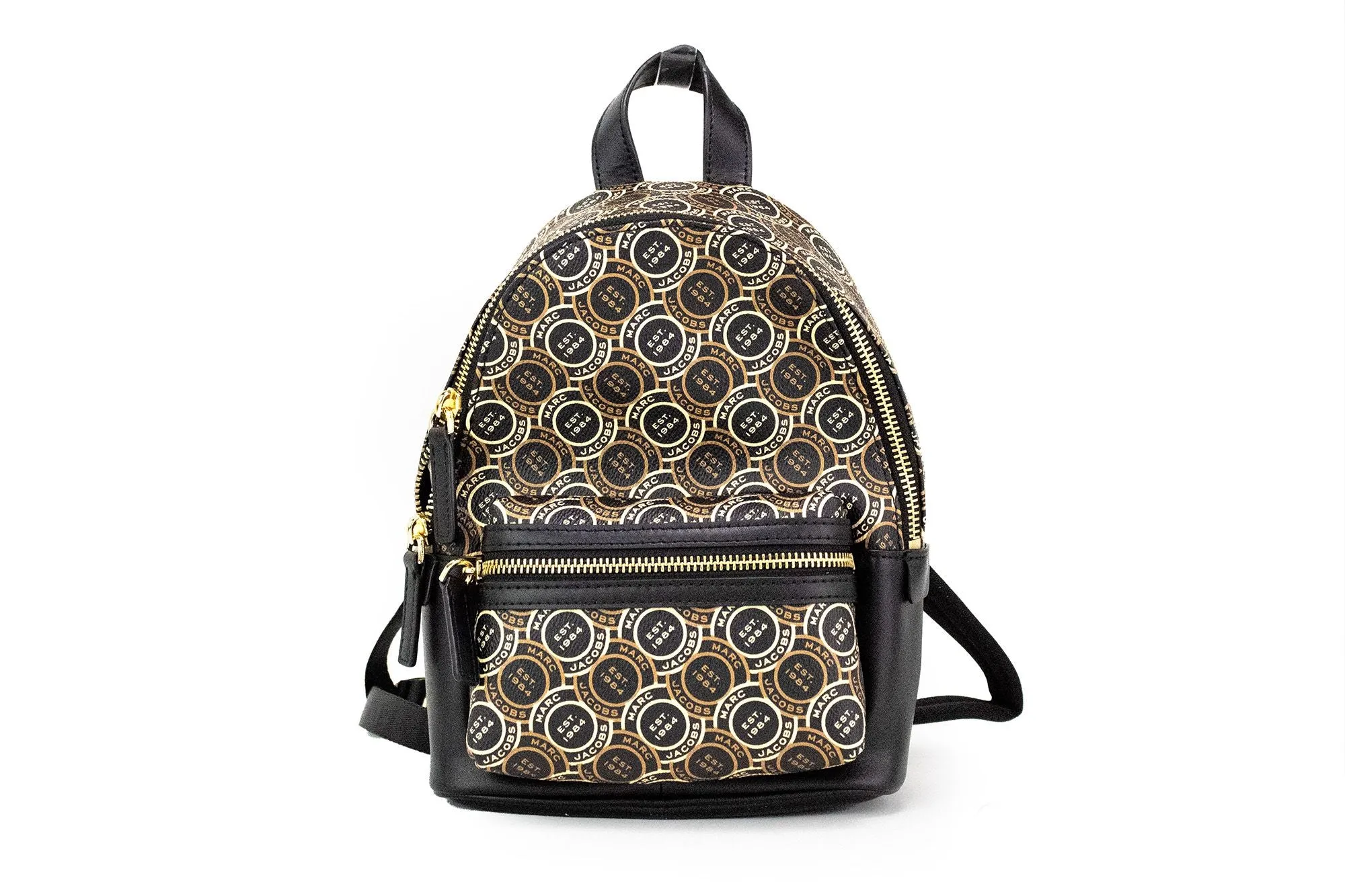 Signet Mini Black Logo Printed Leather Shoulder Backpack Bookbag sold by Louxly