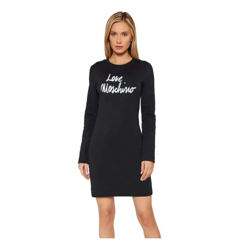Chic Embossed Logo Cotton Blend Dress made by Love Moschino