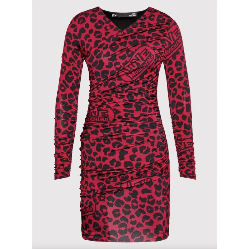 Chic Leopard Texture Dress in Pink and Black made by Love Moschino
