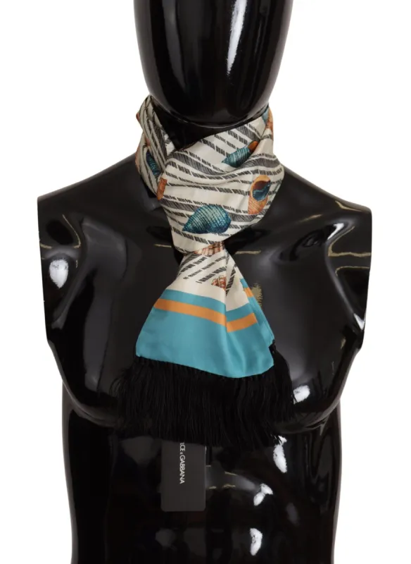 Multicolor Silk Seashell Printed Scarf sold by Louxly