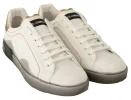 Elegant White & Gold Leather Sneakers sold by Louxly