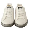Elegant White & Gold Leather Sneakers sold by Louxly