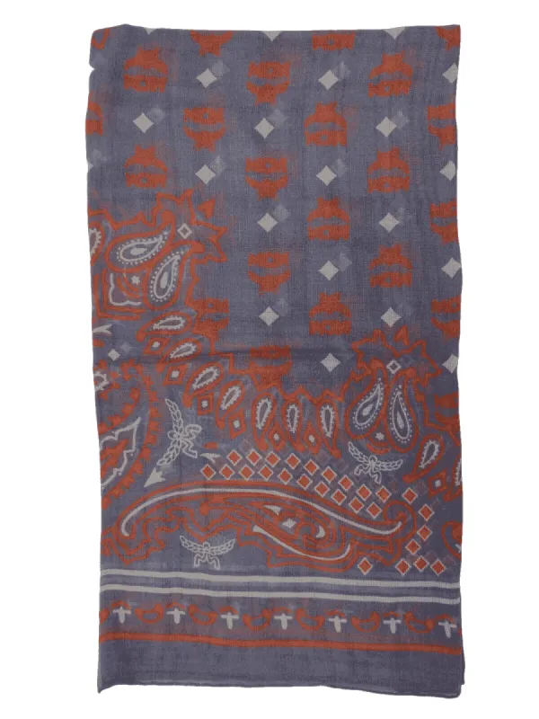 Stonewash Modal Silk Paisley Print Jacquard Scarf sold by Louxly