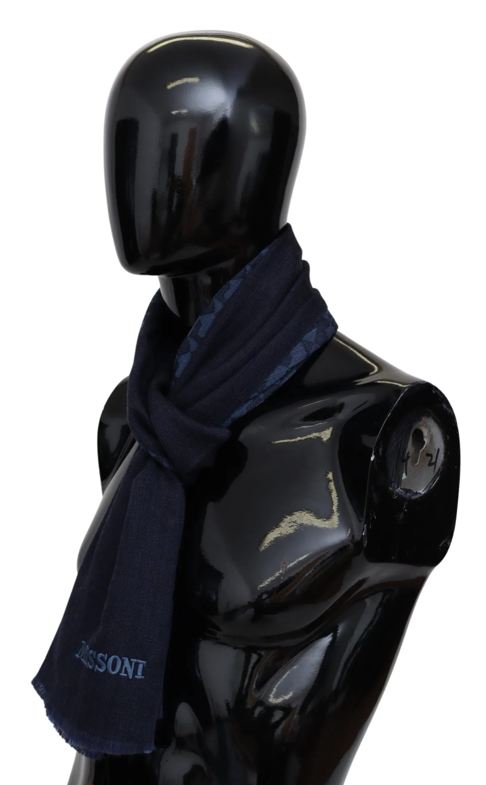 Navy Wool Knit Unisex Neck Wrap Fringe Shawl Men's Scarf sold by Louxly product image thumbnail 2