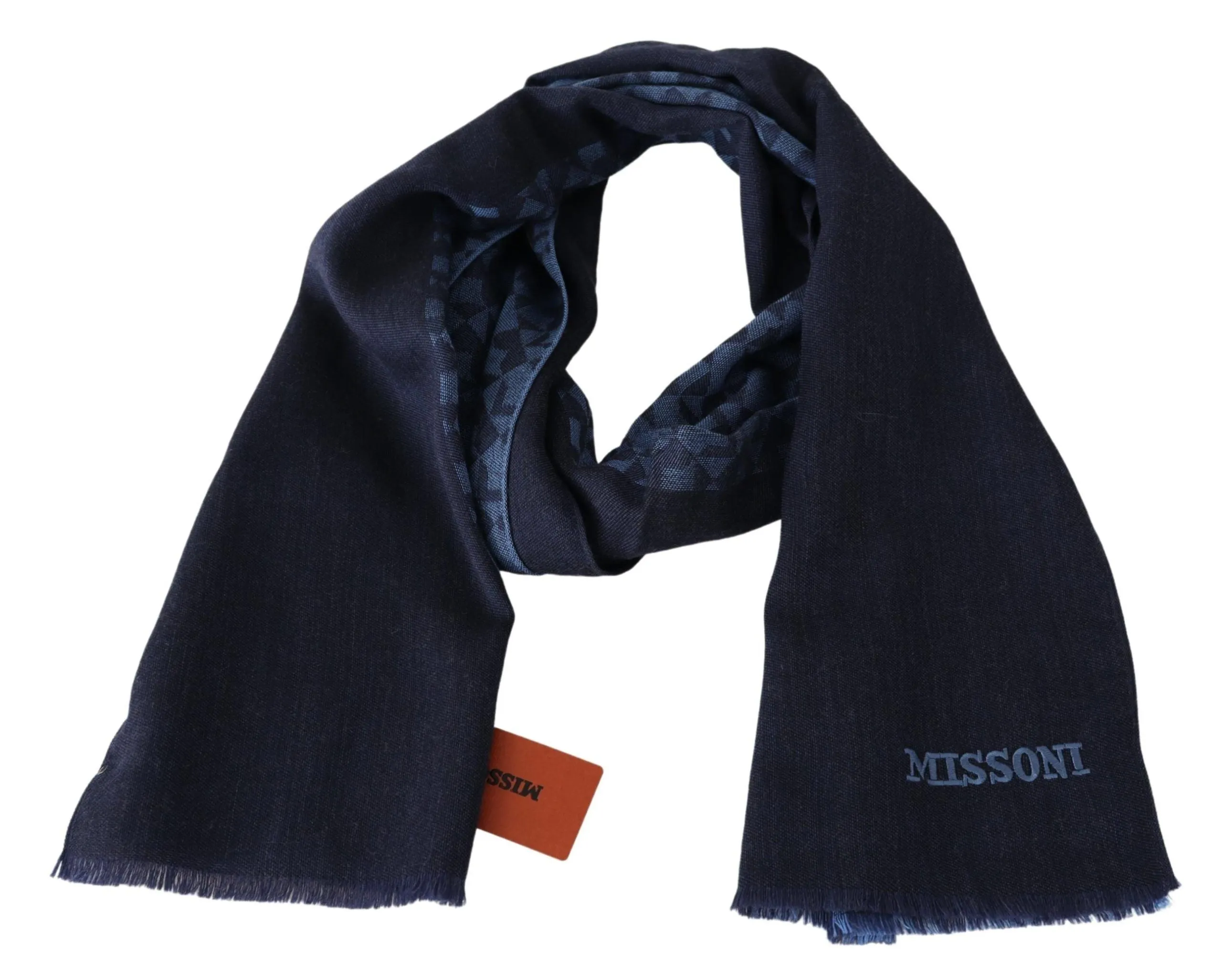 Navy Wool Knit Unisex Neck Wrap Fringe Shawl Men's Scarf sold by Louxly product image thumbnail 3