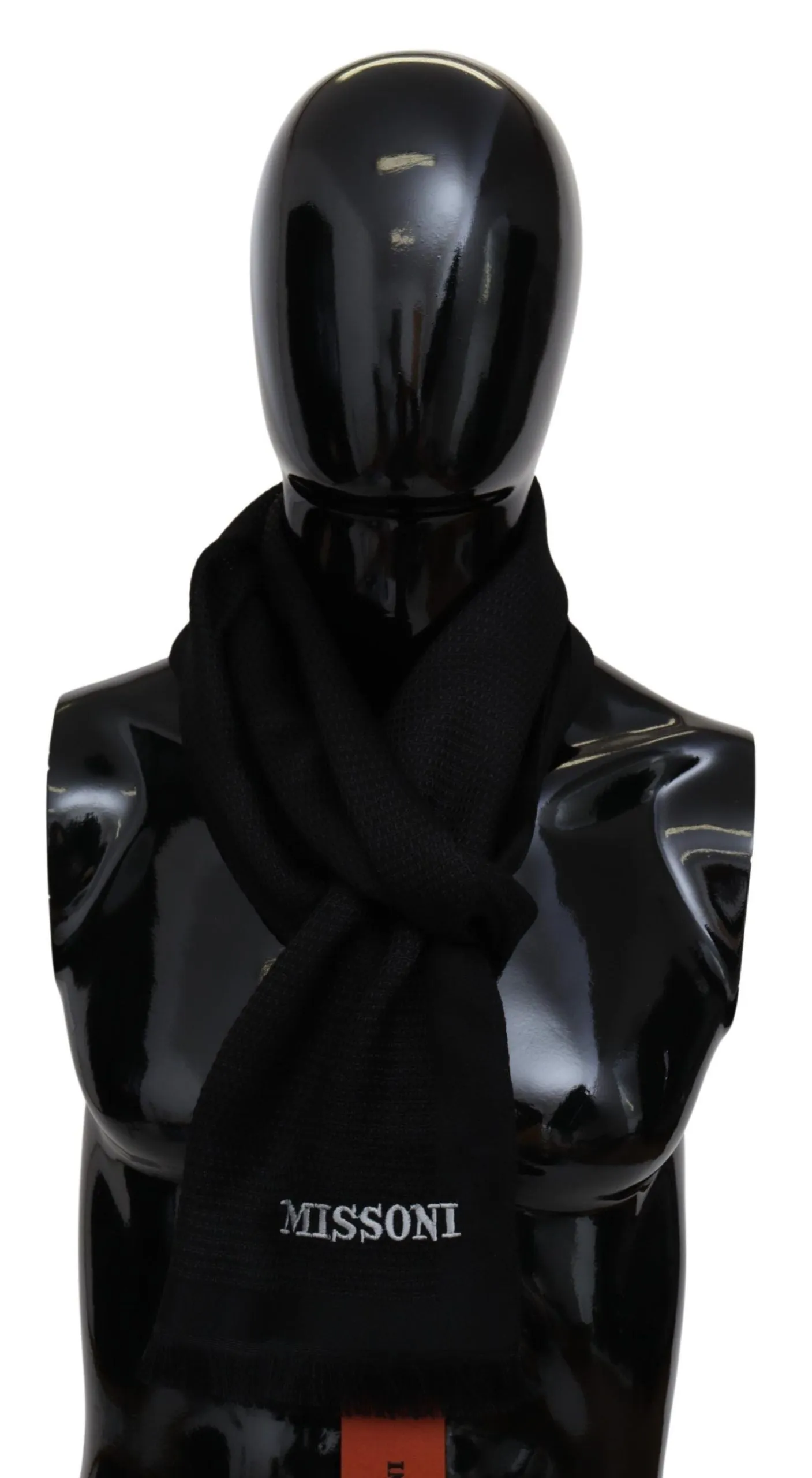 Black Wool Blend Unisex Neck Wrap Fringes Men's Scarf sold by Louxly