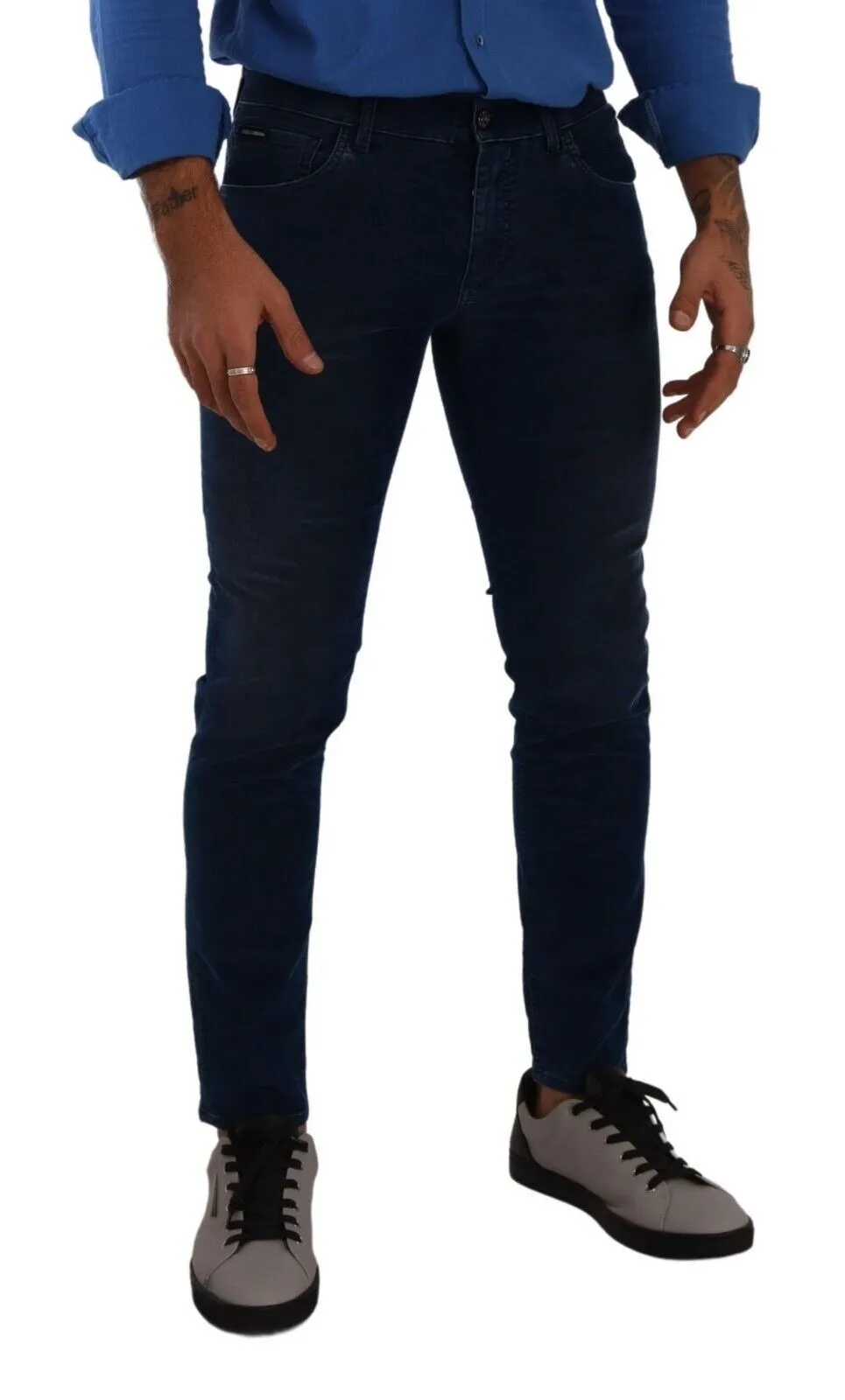Sleek Dark Blue Slim Fit Jeans sold by Louxly product image thumbnail 4