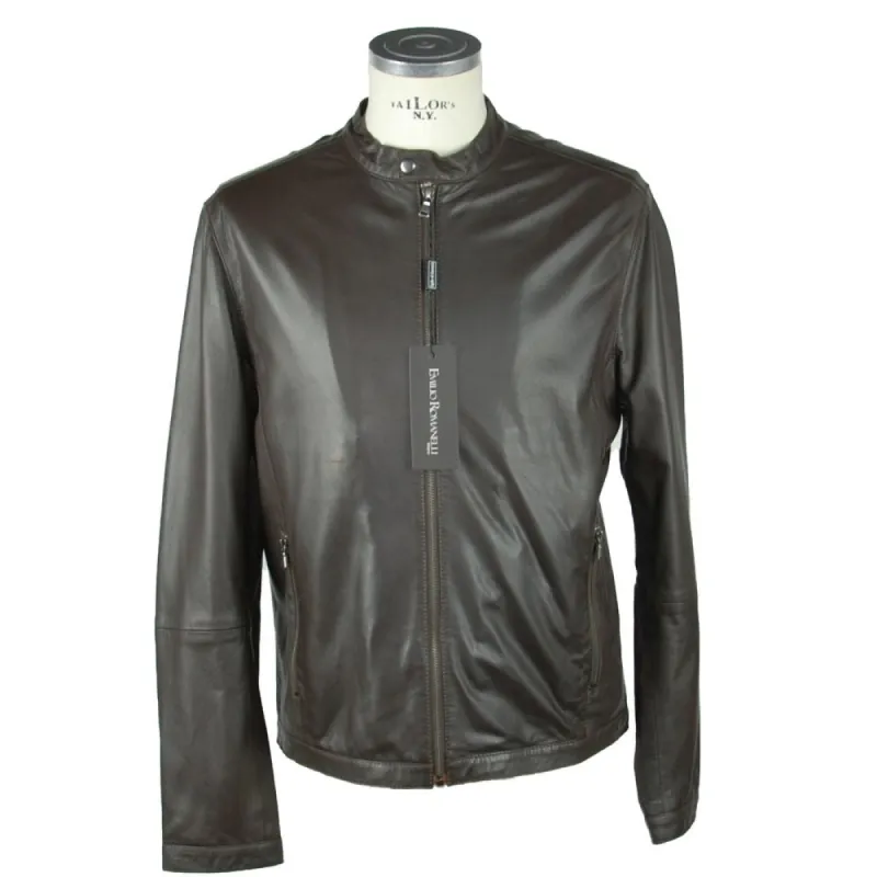 Emilio Romanelli Elegant Leather Jacket sold by Louxly