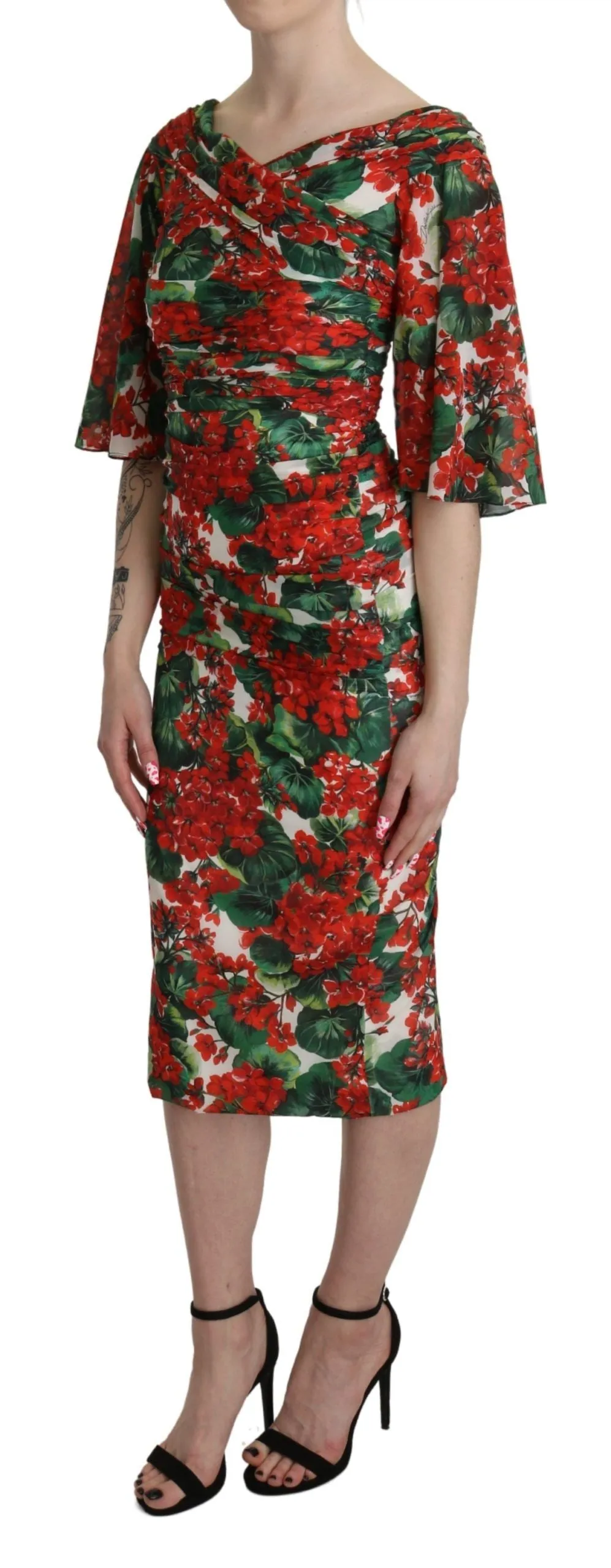 Enchanting Floral Midi Sheath Dress sold by Louxly