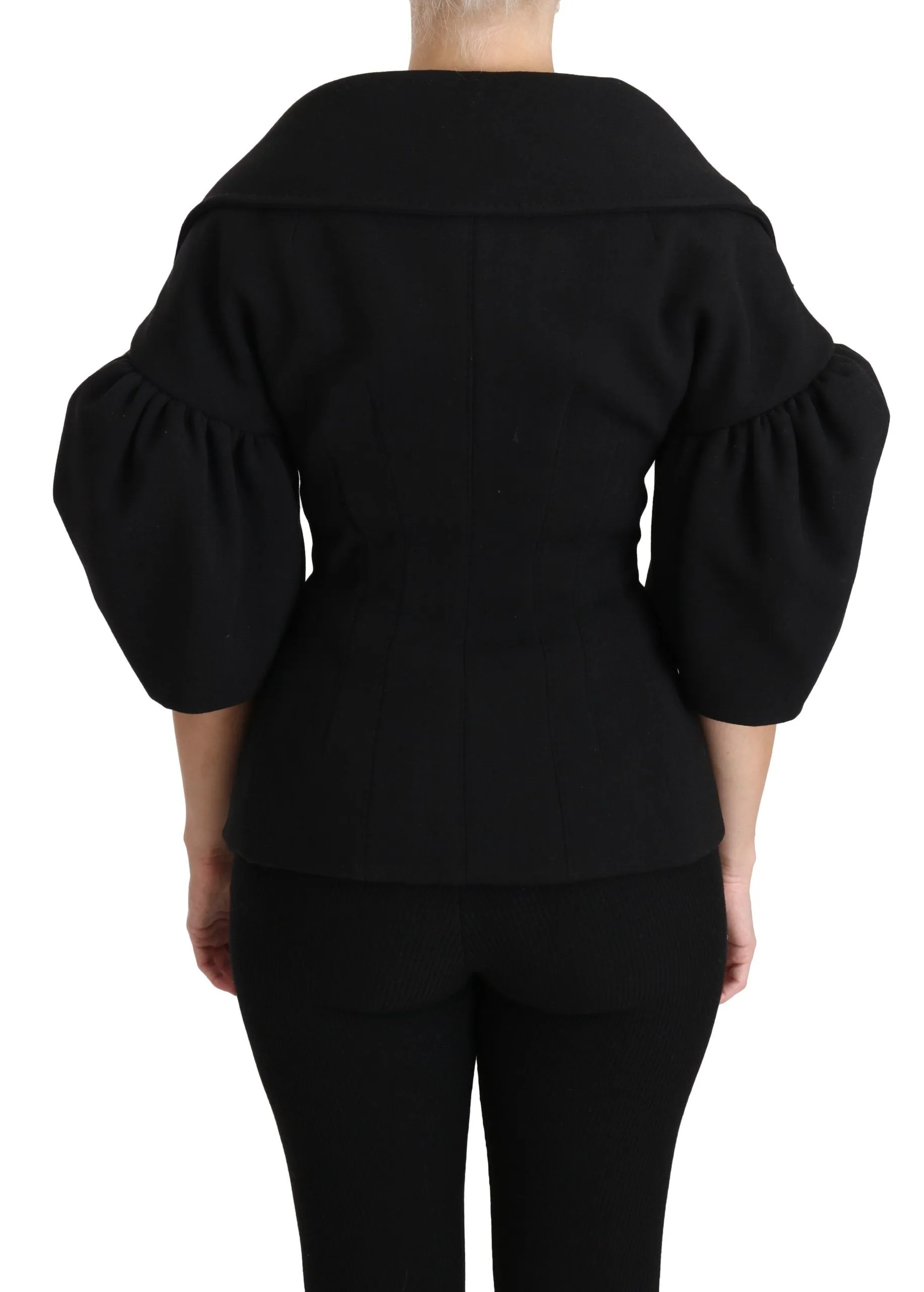 Elegant Black Virgin Wool Coat sold by Louxly product image thumbnail 4