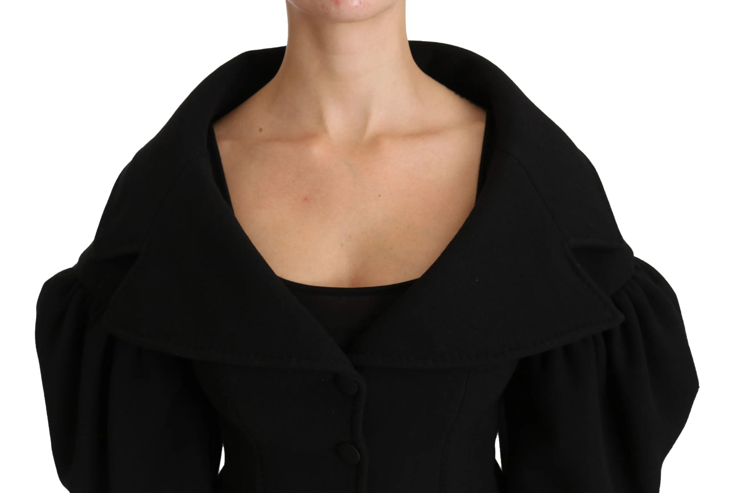 Elegant Black Virgin Wool Coat sold by Louxly product image thumbnail 5