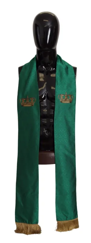 Elegant Green Silk Blend Men's Scarf made by Louxly