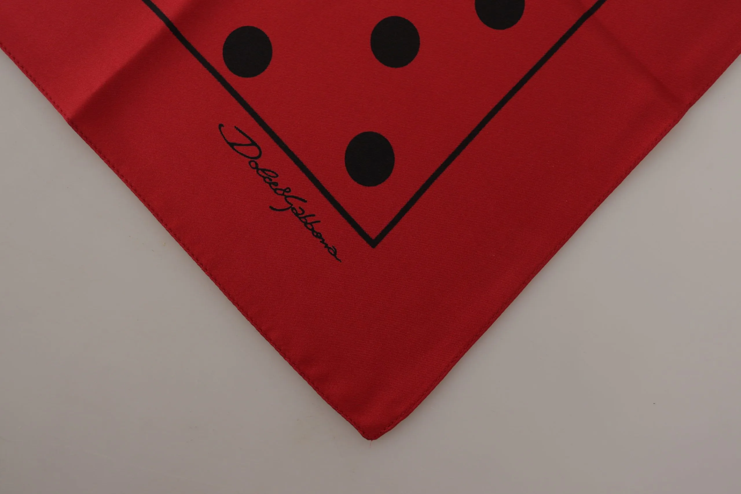 Elegant Red Polka Dot Silk Square Scarf sold by Louxly product image thumbnail 3