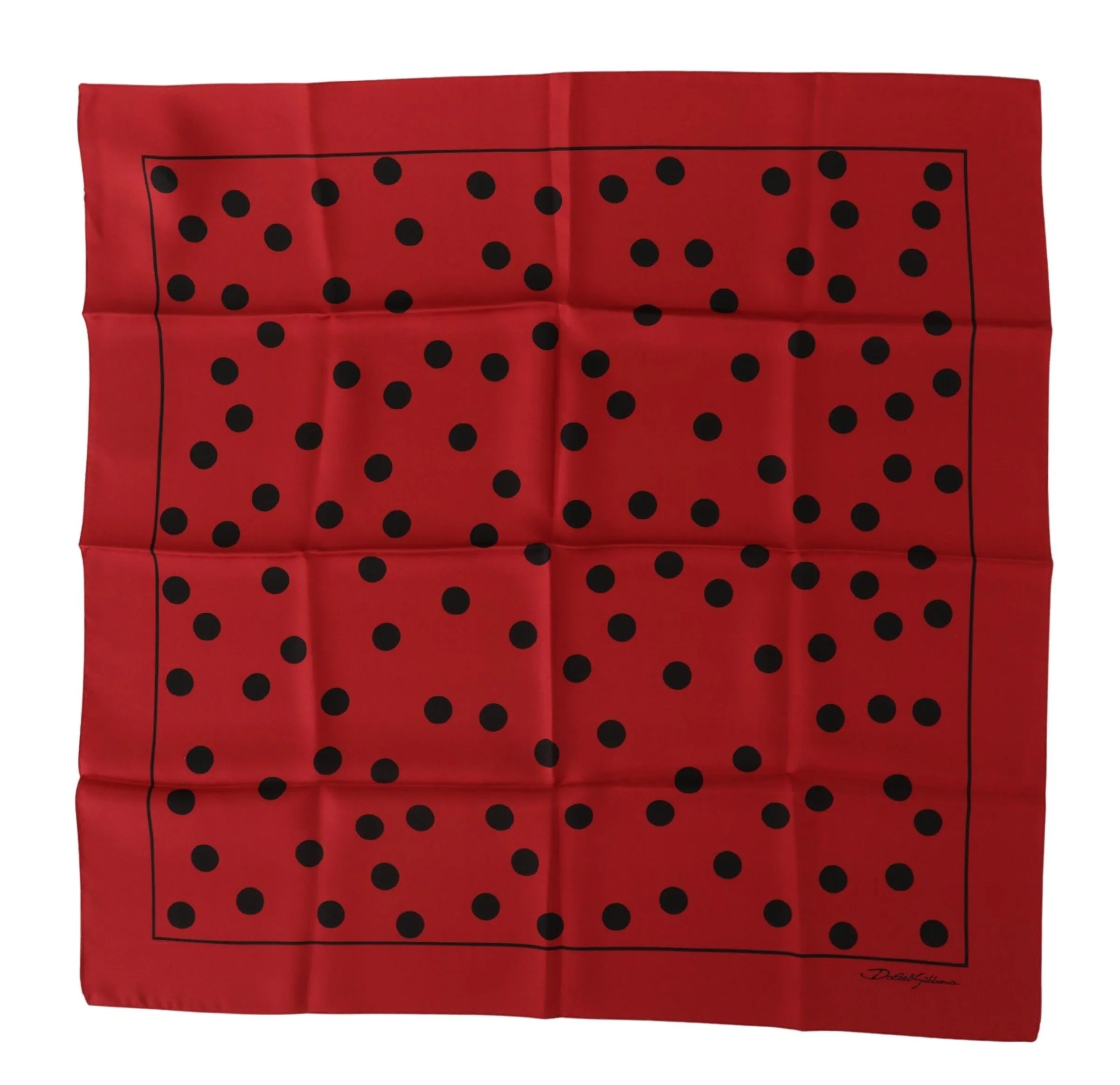 Elegant Red Polka Dot Silk Square Scarf sold by Louxly