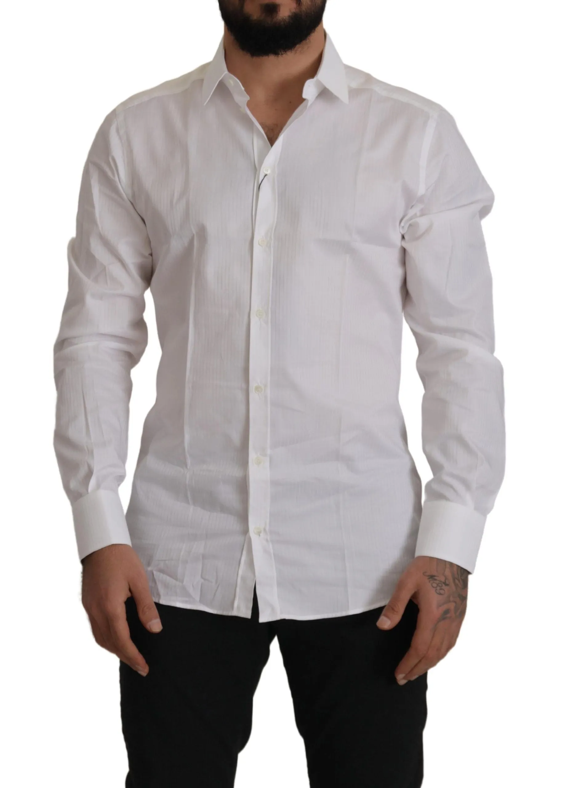 Elegant White Cotton Dress Shirt sold by Louxly
