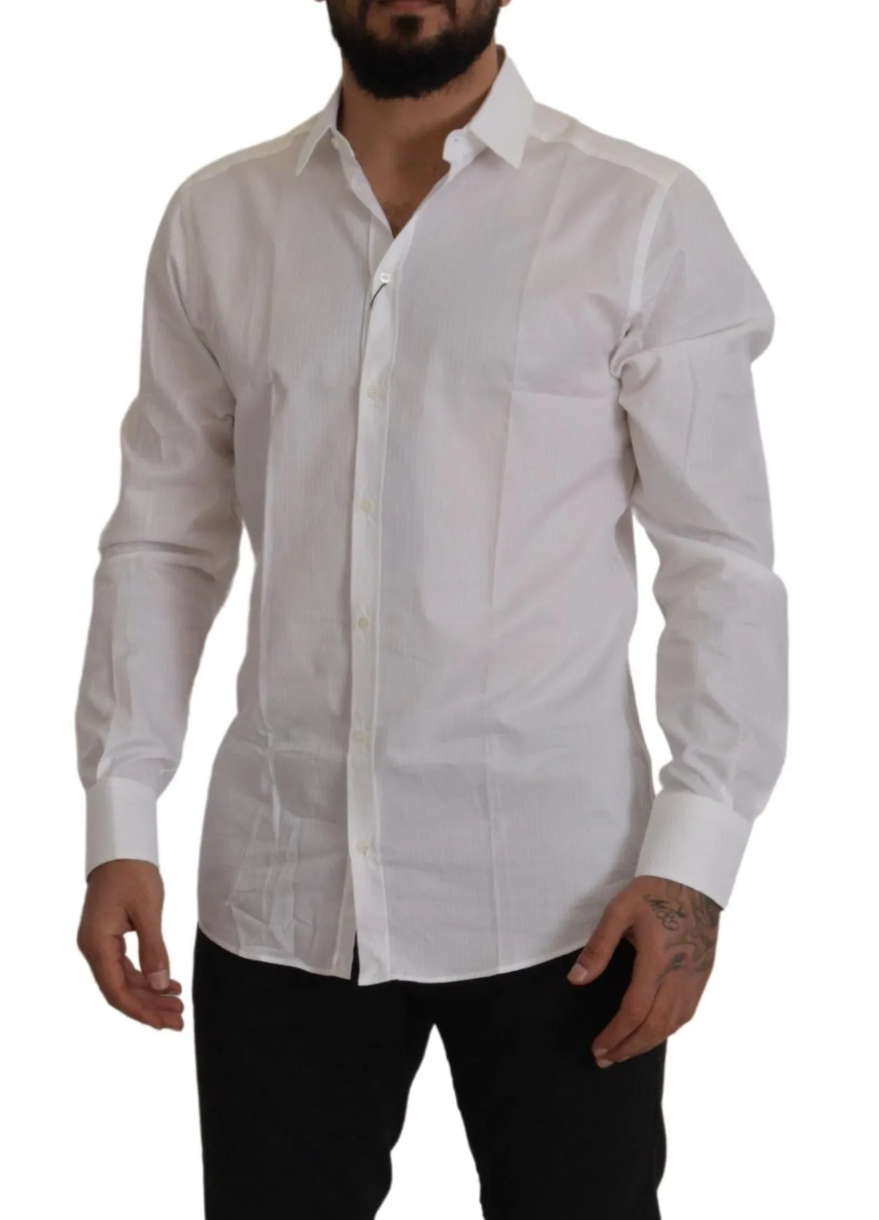 Elegant White Cotton Dress Shirt sold by Louxly product image thumbnail 5