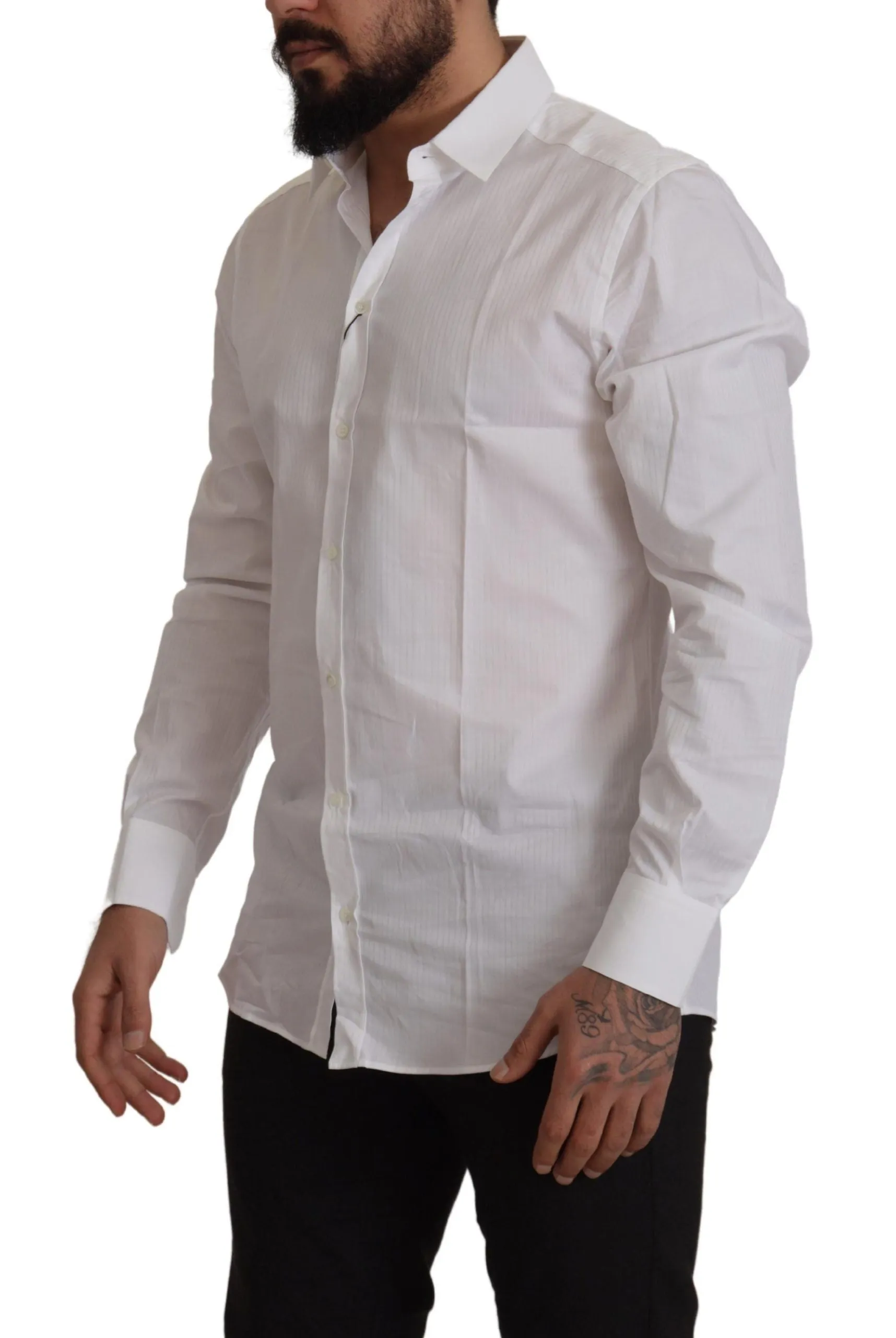 Elegant White Cotton Dress Shirt sold by Louxly product image thumbnail 2