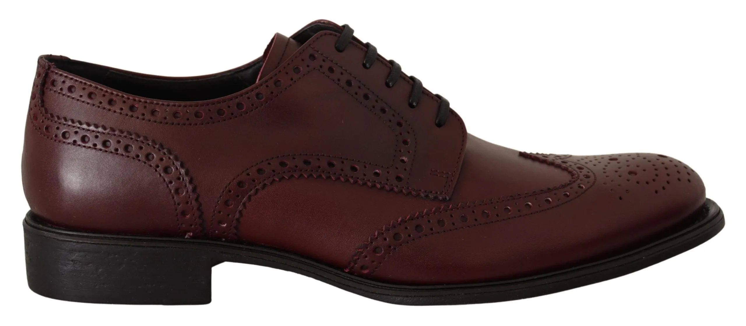 Elegant Bordeaux Leather Derby Shoes sold by Louxly