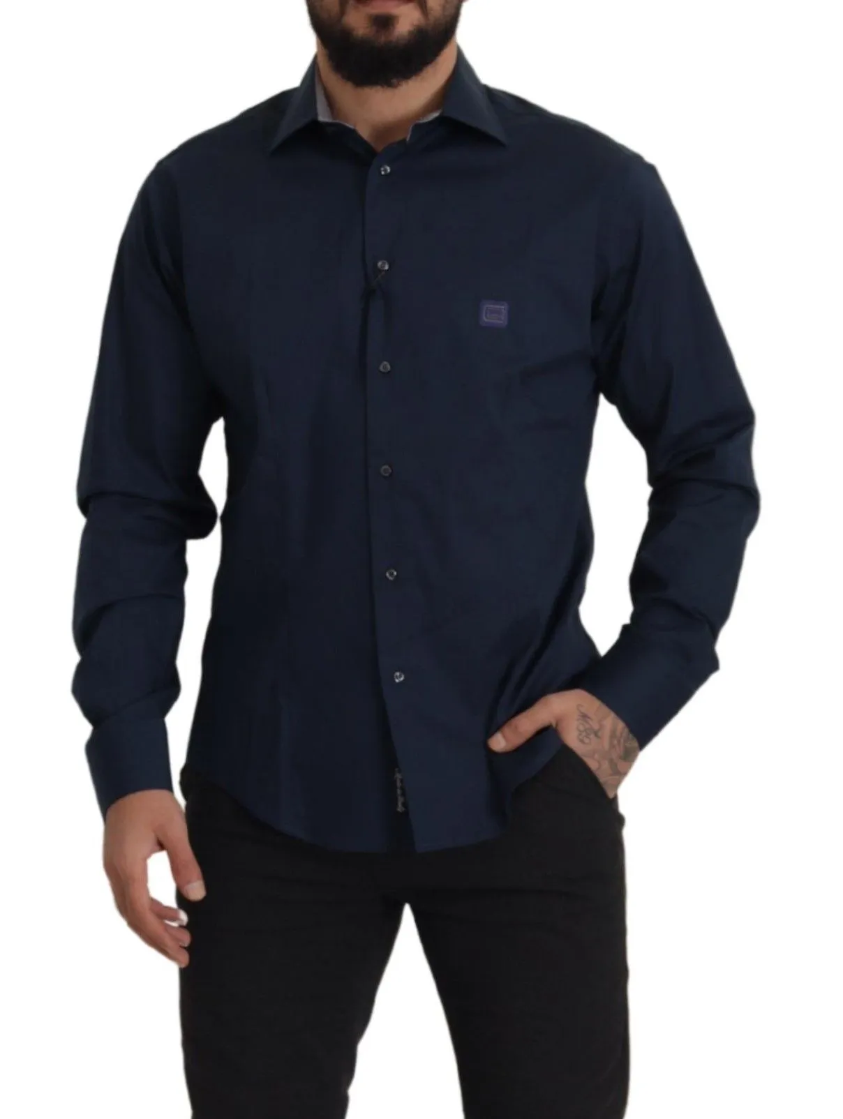 Navy Elegance Cotton Dress Shirt sold by Louxly product image thumbnail 5