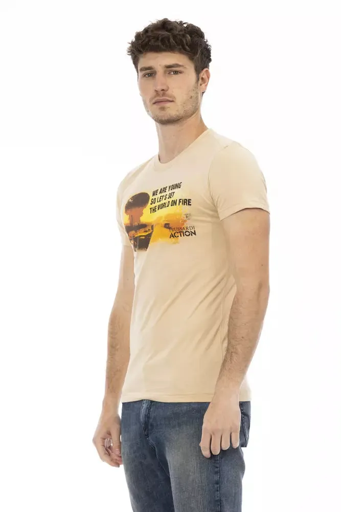 Beige Cotton Men T-Shirt sold by Louxly product image thumbnail 2