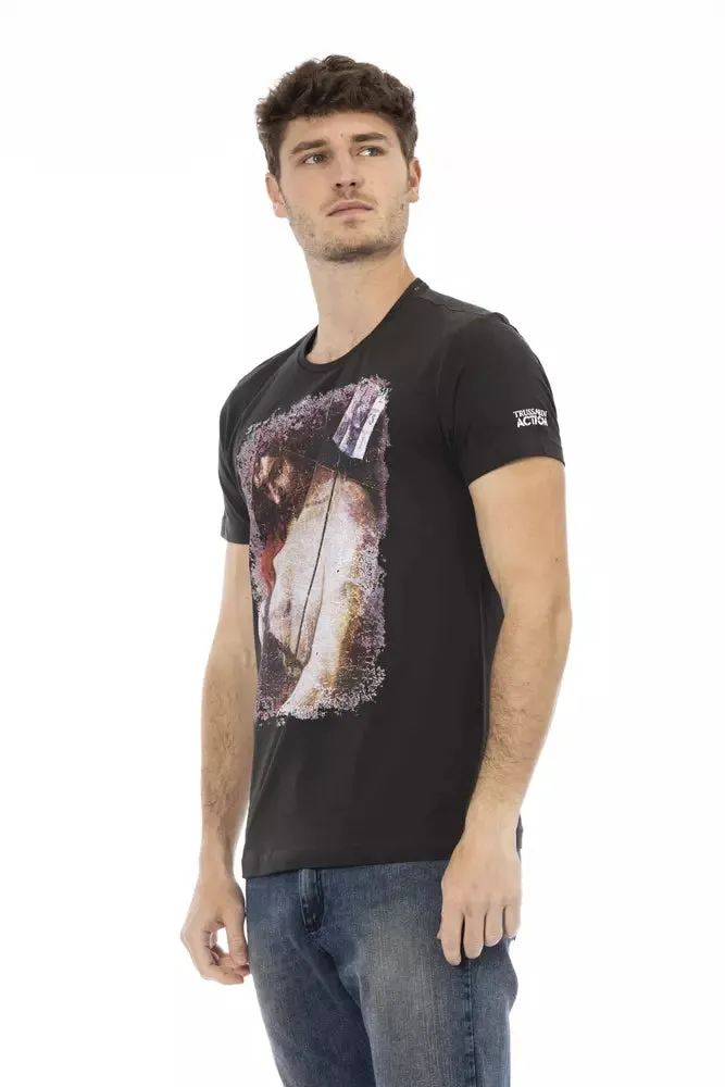 Black Cotton Men T-Shirt sold by Louxly product image thumbnail 2