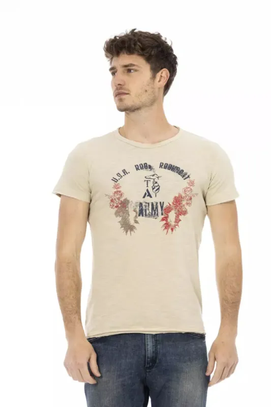 Beige Cotton Men T-Shirt sold by Louxly