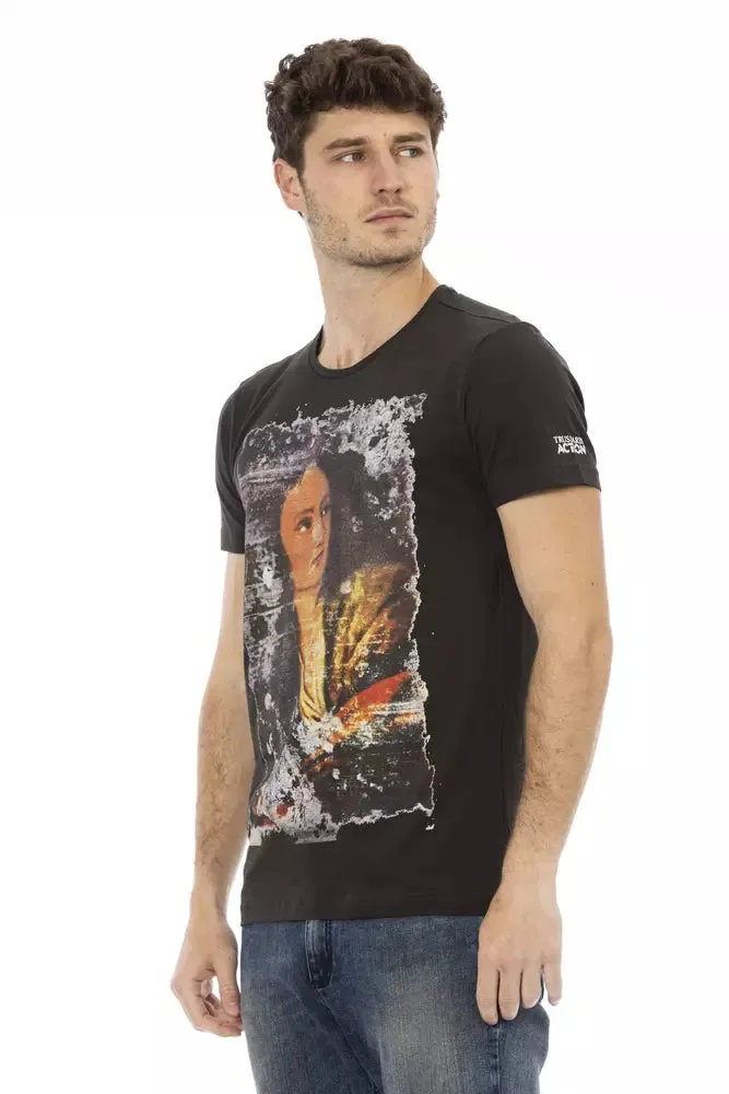 Black Cotton Men T-Shirt sold by Louxly product image thumbnail 2