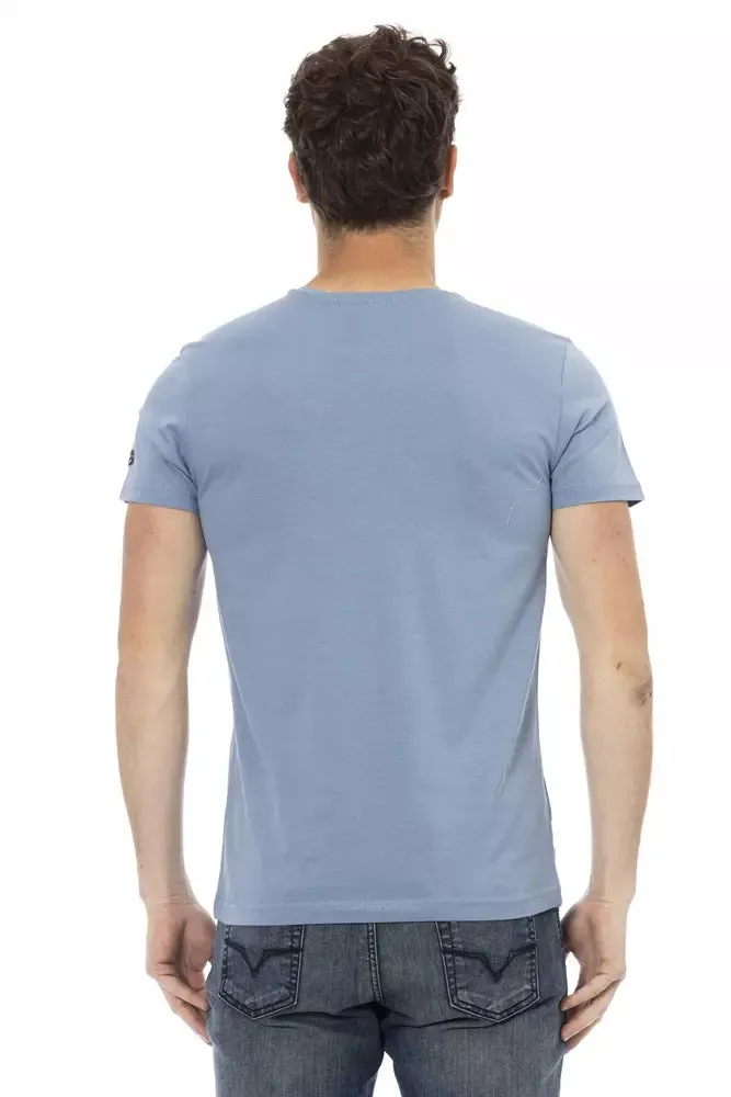 Light Blue Cotton Men T-Shirt sold by Louxly product image thumbnail 3