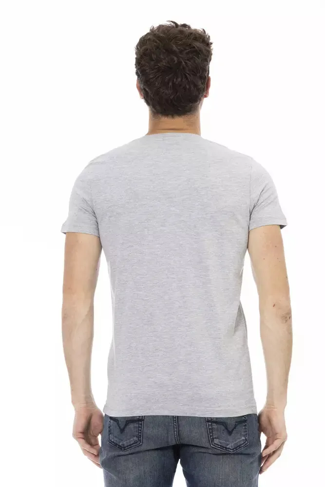 Gray Cotton Men V-Neck T-Shirt sold by Louxly product image thumbnail 3