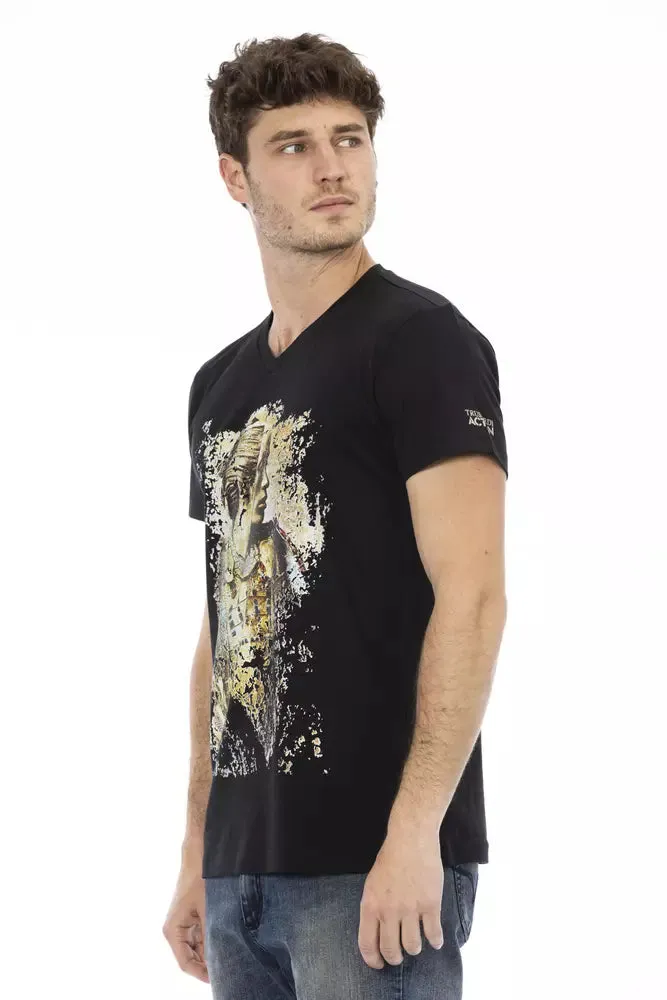 Black Cotton Men T-Shirt sold by Louxly product image thumbnail 2