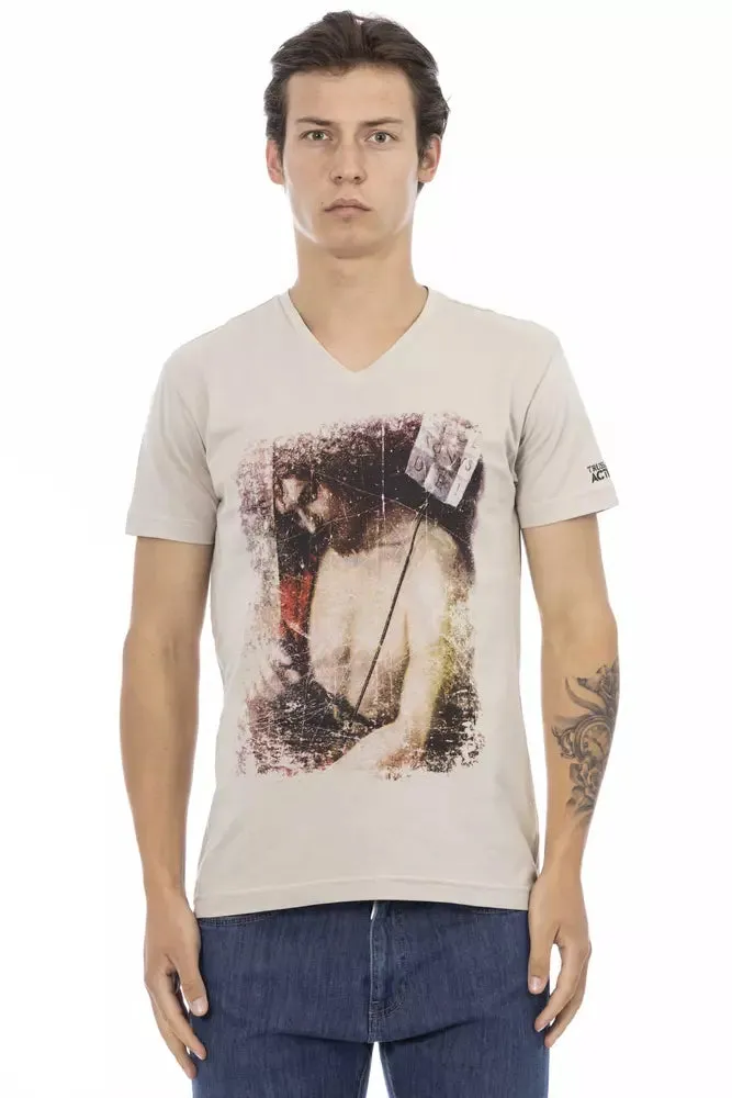 Beige Cotton Men T-Shirt sold by Louxly
