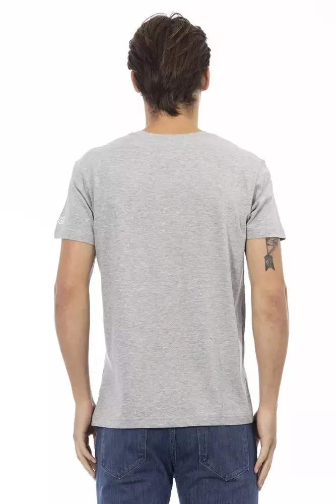 "Gray Cotton Men T-Shirt" sold by Louxly product image thumbnail 3