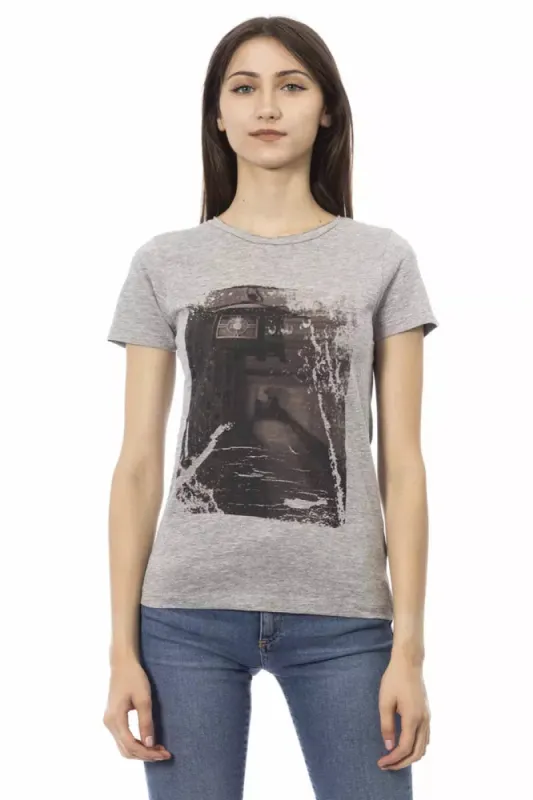 Gray Cotton Women Top sold by Louxly