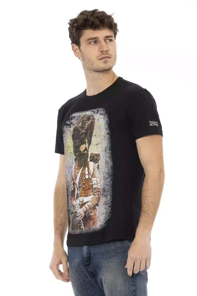 Black Cotton Men T-Shirt sold by Louxly product image thumbnail 2