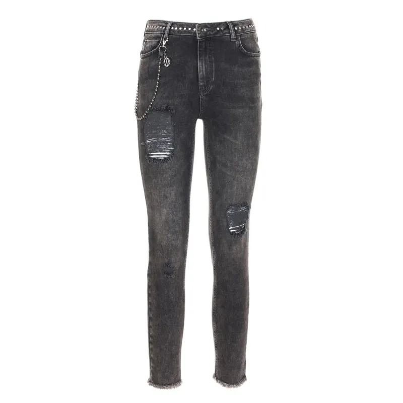 Elegant Black Denim Trousers sold by Louxly