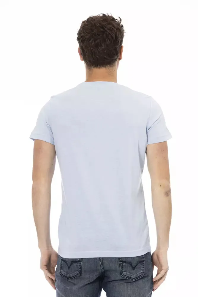Light Blue Cotton Men T-Shirt sold by Louxly product image thumbnail 3