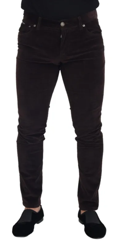 Elegant Brown Silk Blend Trousers sold by Louxly