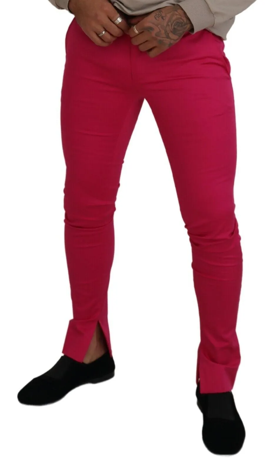 Chic Pink Cotton Blend Trousers sold by Louxly product image thumbnail 4
