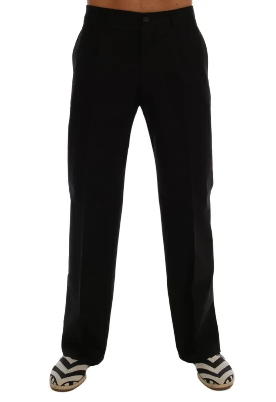 Elegant Black Cotton Stretch Pants sold by Louxly