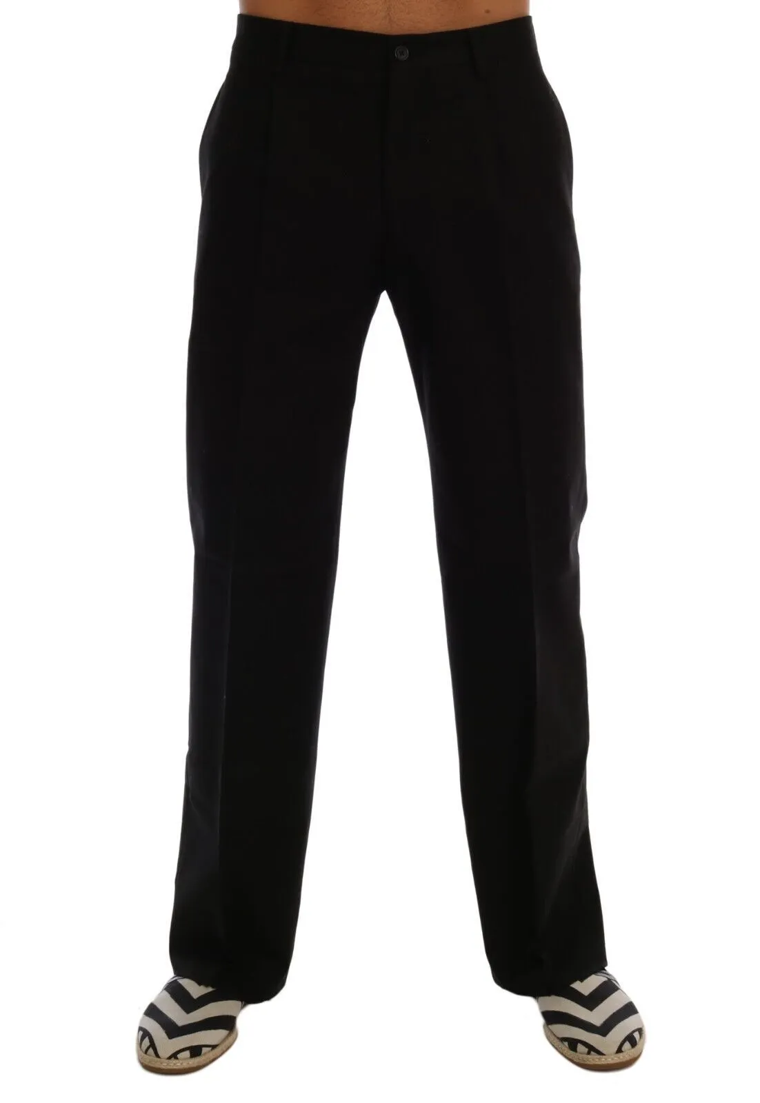 Elegant Black Cotton Stretch Pants sold by Louxly