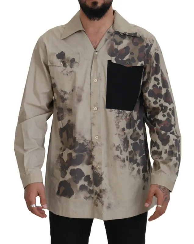 Beige Cotton Button-Down Casual Shirt sold by Louxly
