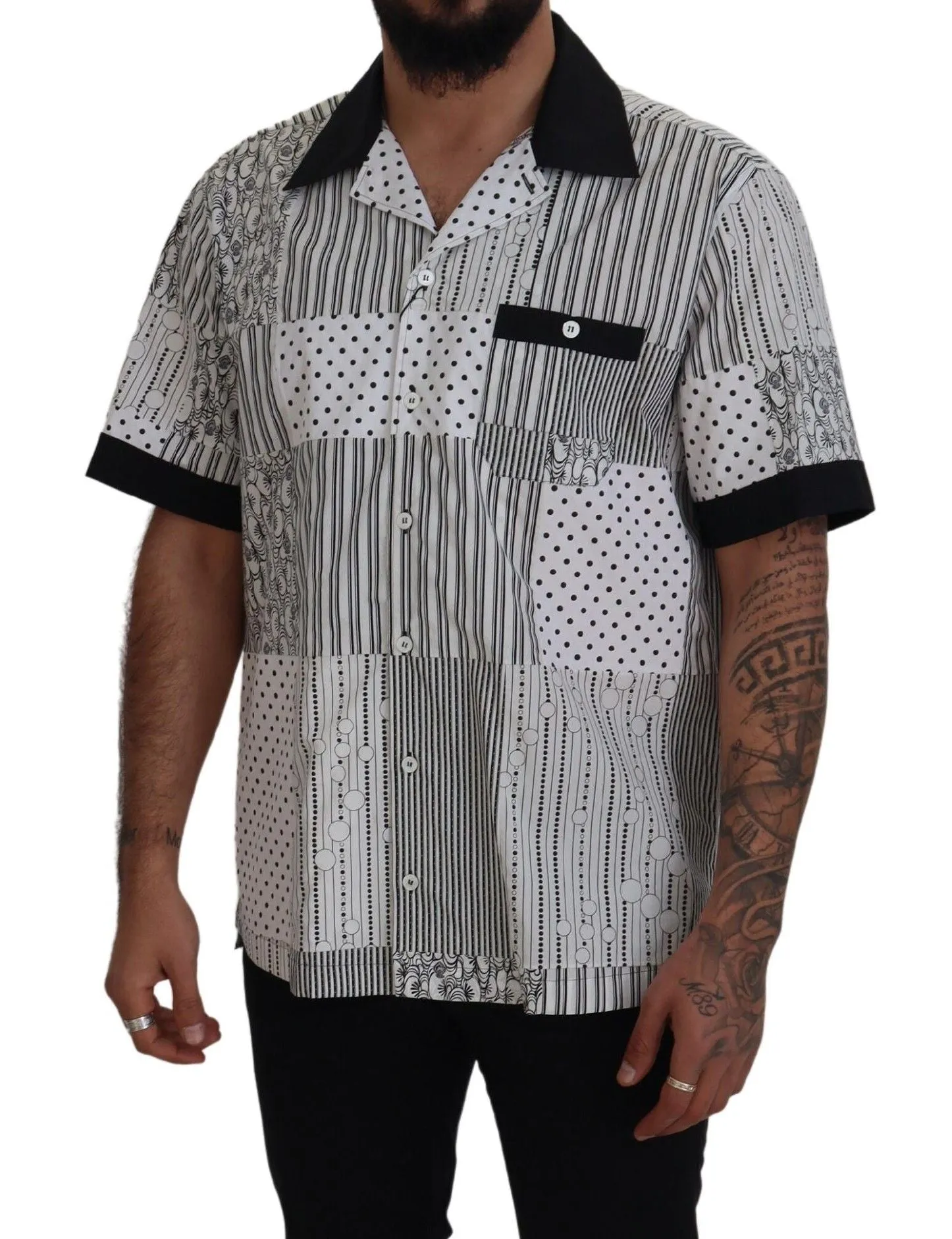 Elegant Black & White Cotton Shirt sold by Louxly product image thumbnail 5