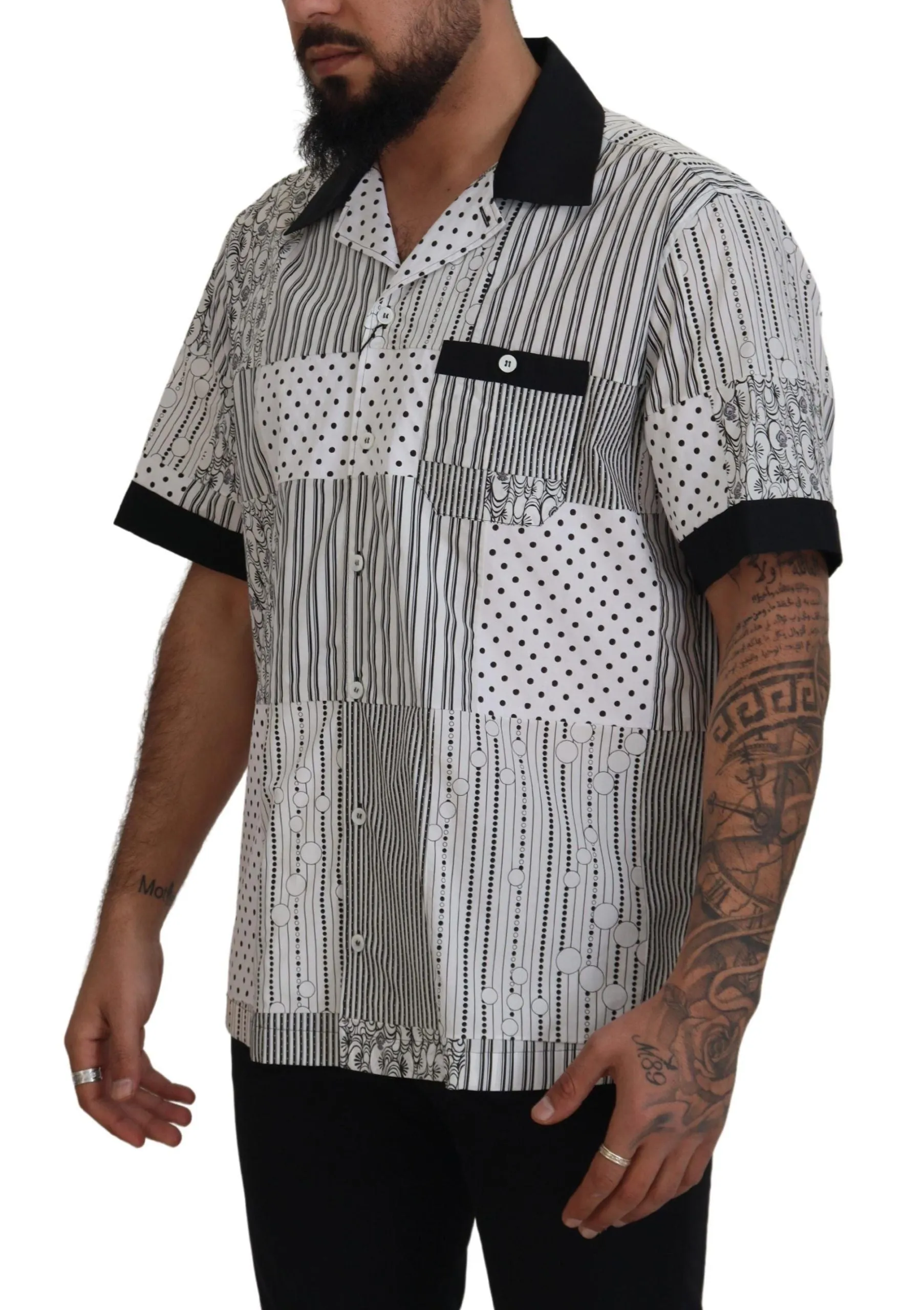 Elegant Black & White Cotton Shirt sold by Louxly product image thumbnail 2