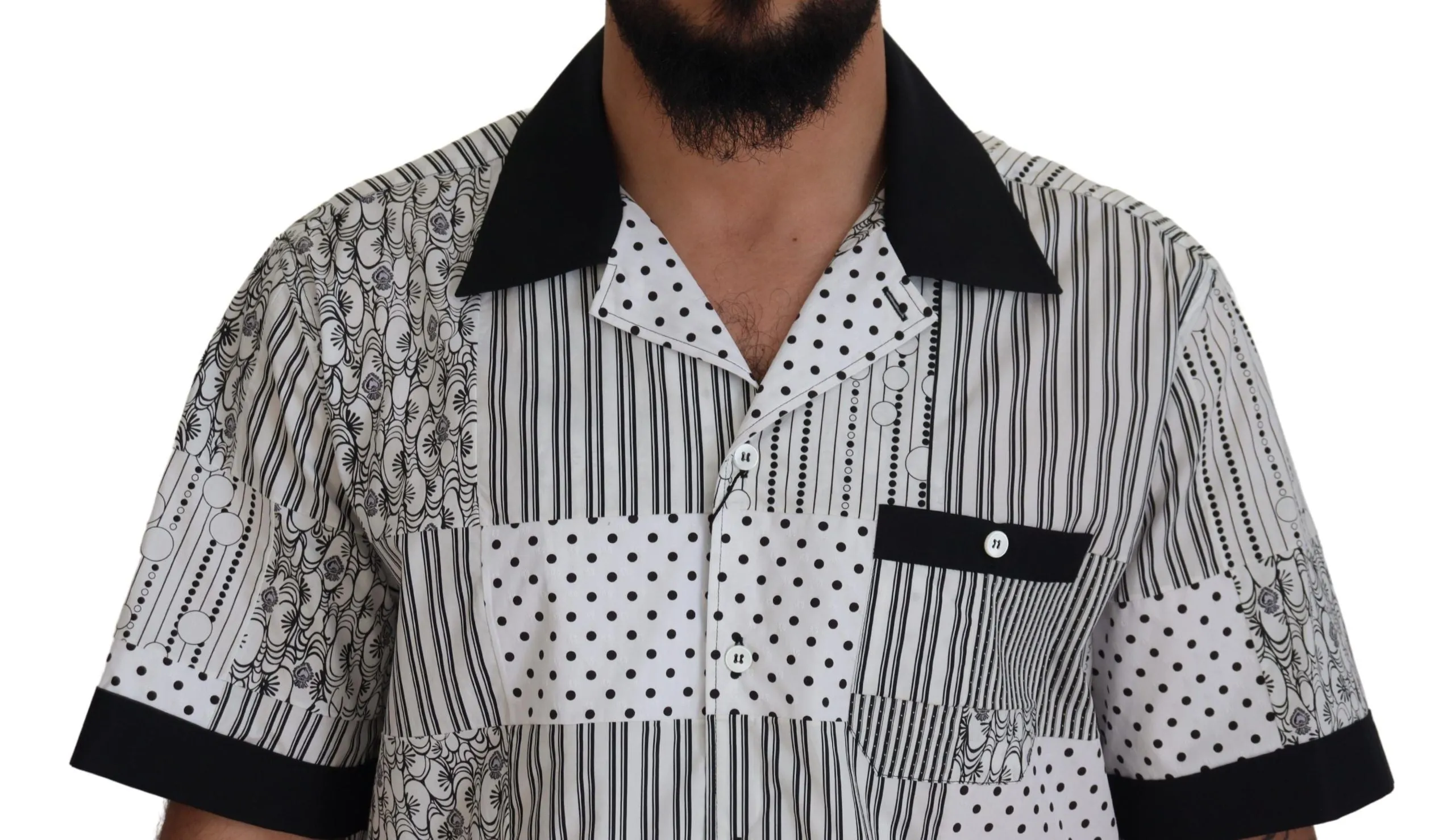 Elegant Black & White Cotton Shirt sold by Louxly product image thumbnail 4