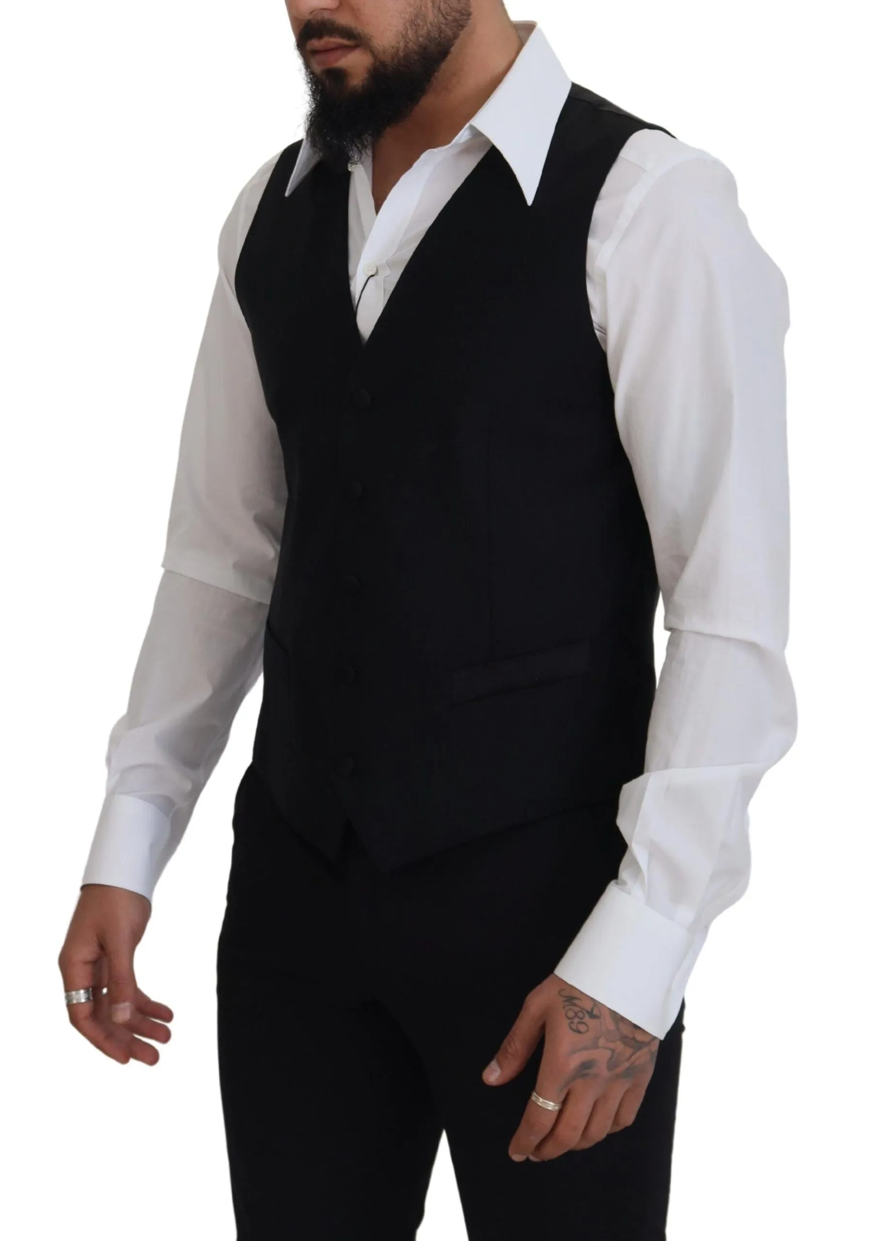 Elegant Black Single-Breasted Dress Vest sold by Louxly product image thumbnail 2