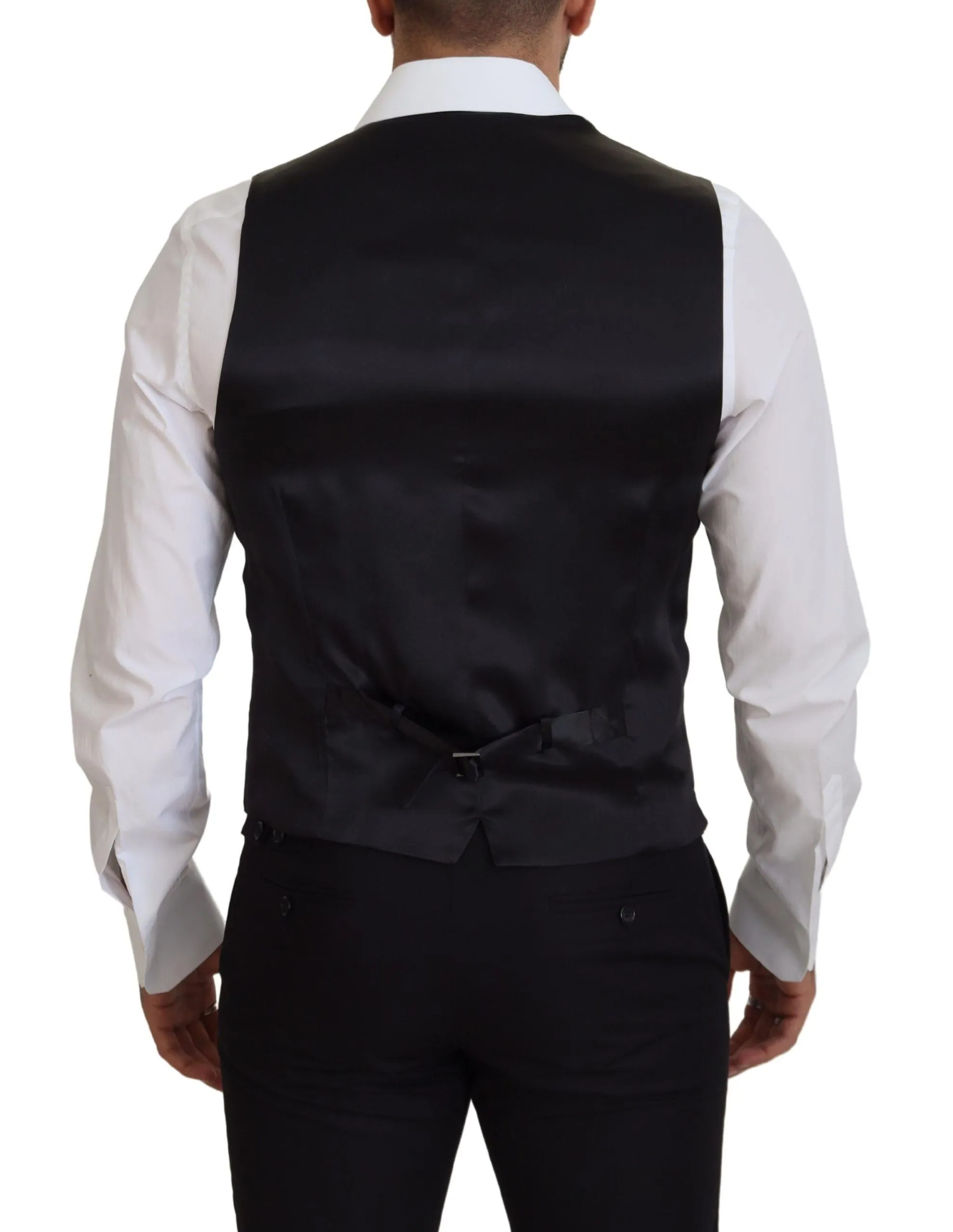 Elegant Black Single-Breasted Dress Vest sold by Louxly product image thumbnail 3